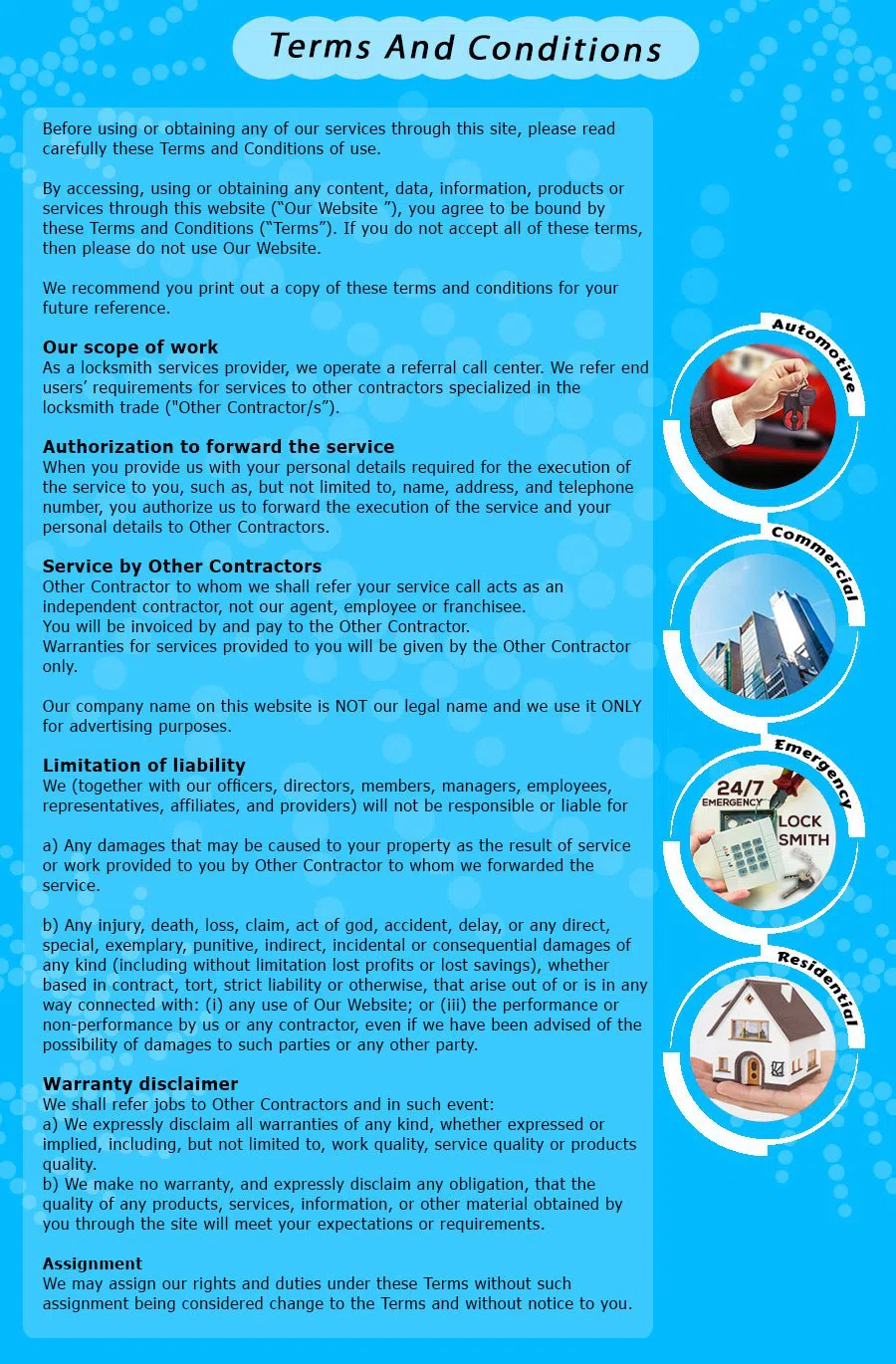 Dallas Emergency Locksmith, Dallas, TX 469-893-4285 - TermsAndCondition-13